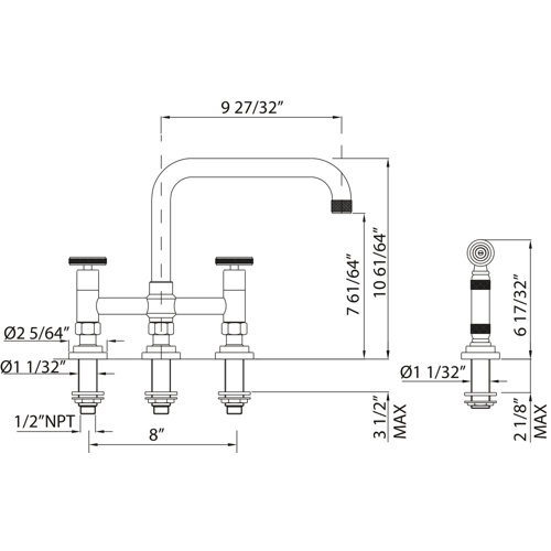 Rohl Campo™ Bridge Faucet With Sidespray Wayfair